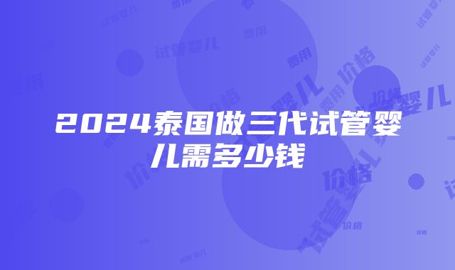 2024泰国做三代试管婴儿需多少钱