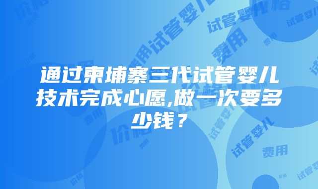 通过柬埔寨三代试管婴儿技术完成心愿,做一次要多少钱？