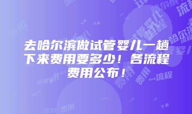 去哈尔滨做试管婴儿一趟下来费用要多少！各流程费用公布！