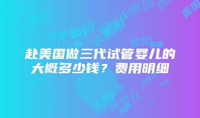 赴美国做三代试管婴儿的大概多少钱？费用明细