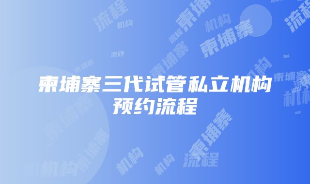 柬埔寨三代试管私立机构预约流程