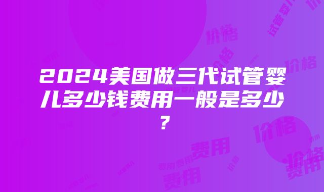 2024美国做三代试管婴儿多少钱费用一般是多少？