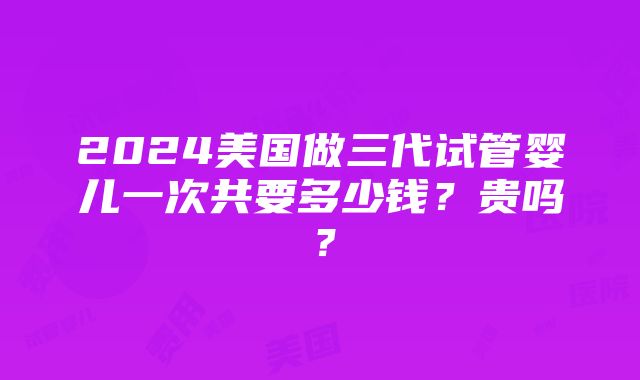 2024美国做三代试管婴儿一次共要多少钱？贵吗？