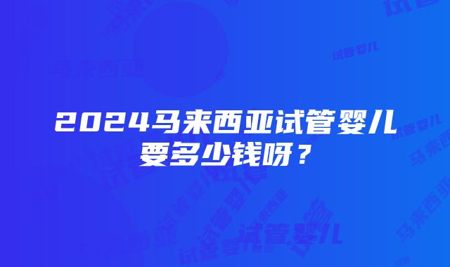 2024马来西亚试管婴儿要多少钱呀？