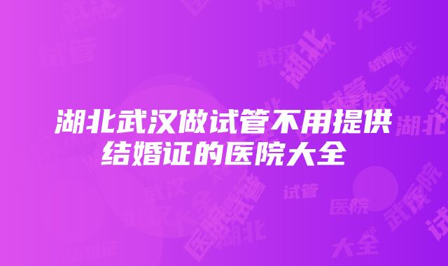 湖北武汉做试管不用提供结婚证的医院大全