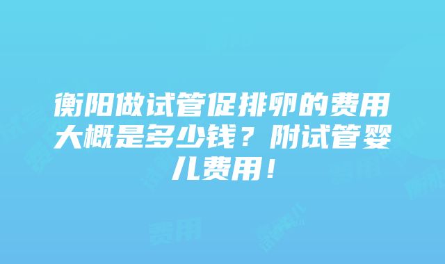 衡阳做试管促排卵的费用大概是多少钱？附试管婴儿费用！