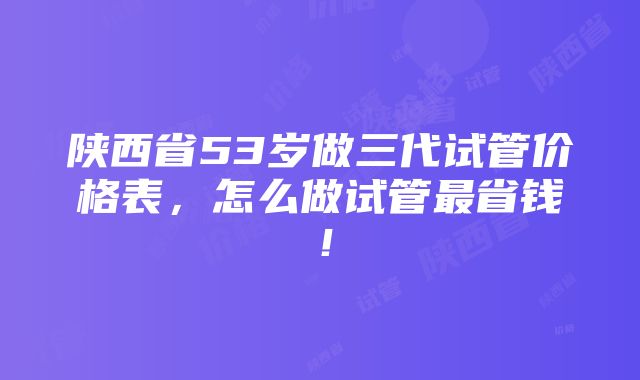 陕西省53岁做三代试管价格表，怎么做试管最省钱！