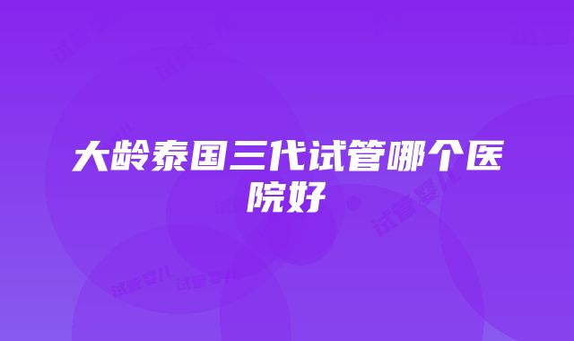 大龄泰国三代试管哪个医院好