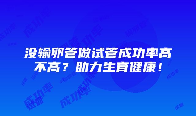 没输卵管做试管成功率高不高？助力生育健康！