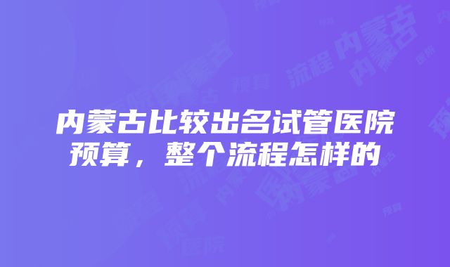 内蒙古比较出名试管医院预算，整个流程怎样的