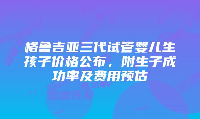 格鲁吉亚三代试管婴儿生孩子价格公布，附生子成功率及费用预估