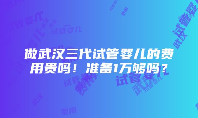 做武汉三代试管婴儿的费用贵吗！准备1万够吗？