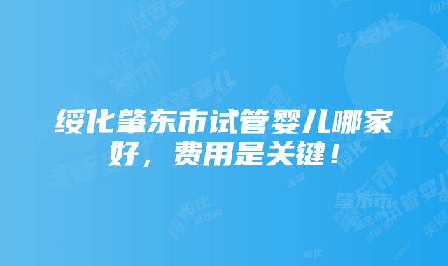 绥化肇东市试管婴儿哪家好，费用是关键！