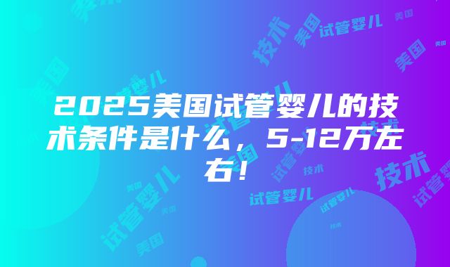 2025美国试管婴儿的技术条件是什么，5-12万左右！