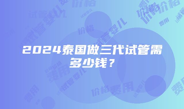 2024泰国做三代试管需多少钱？