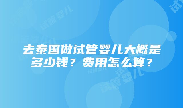 去泰国做试管婴儿大概是多少钱？费用怎么算？