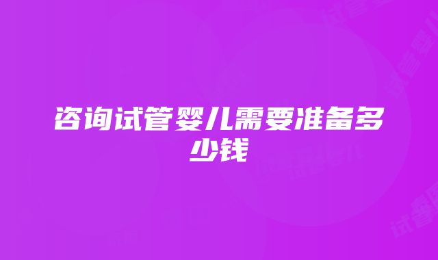 咨询试管婴儿需要准备多少钱