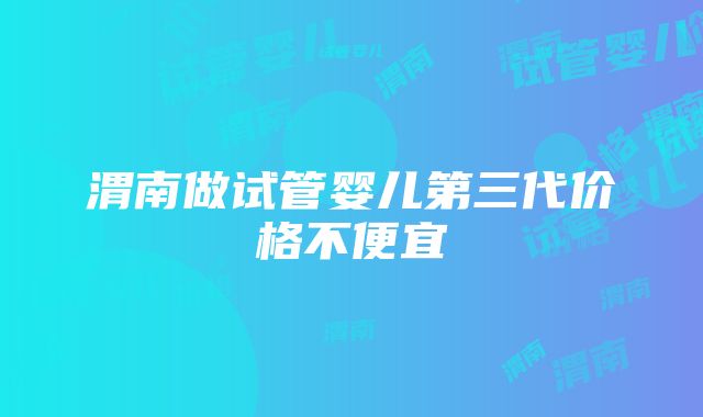 渭南做试管婴儿第三代价格不便宜