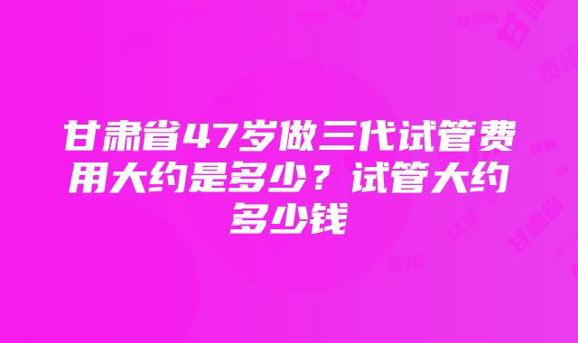 甘肃省47岁做三代试管费用大约是多少？试管大约多少钱