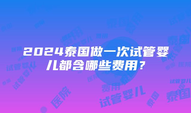 2024泰国做一次试管婴儿都含哪些费用？