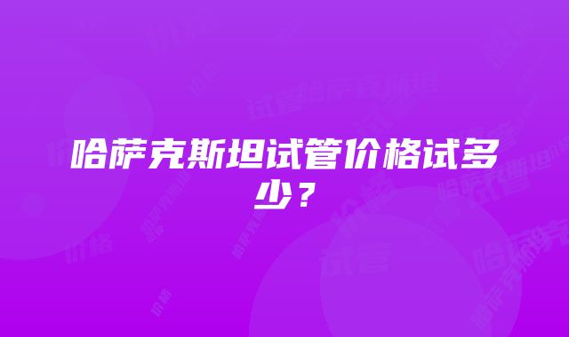 哈萨克斯坦试管价格试多少？