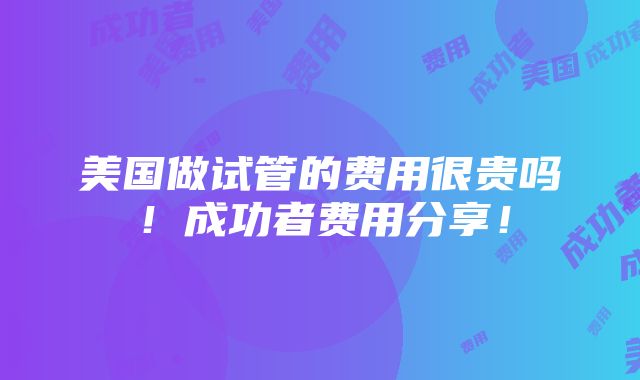 美国做试管的费用很贵吗！成功者费用分享！