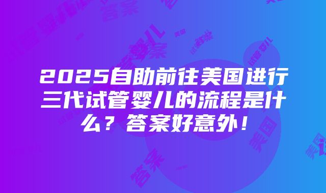 2025自助前往美国进行三代试管婴儿的流程是什么？答案好意外！