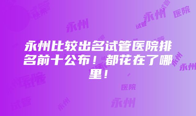 永州比较出名试管医院排名前十公布！都花在了哪里！