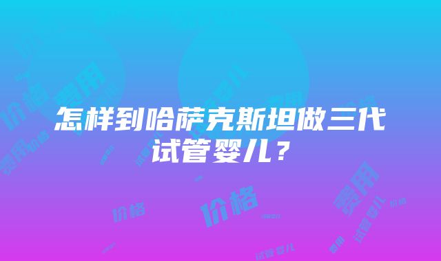 怎样到哈萨克斯坦做三代试管婴儿？