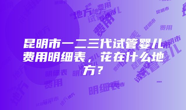 昆明市一二三代试管婴儿费用明细表，花在什么地方？