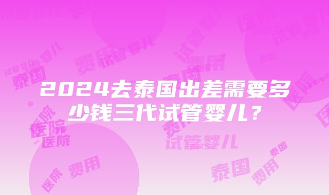 2024去泰国出差需要多少钱三代试管婴儿？