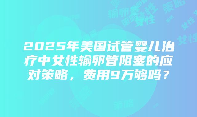 2025年美国试管婴儿治疗中女性输卵管阻塞的应对策略，费用9万够吗？