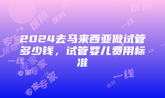 2024去马来西亚做试管多少钱，试管婴儿费用标准