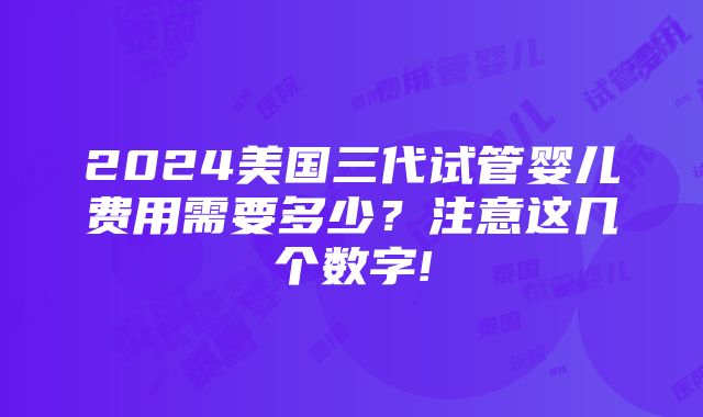 2024美国三代试管婴儿费用需要多少？注意这几个数字!