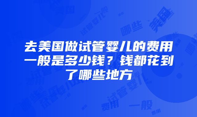 去美国做试管婴儿的费用一般是多少钱？钱都花到了哪些地方