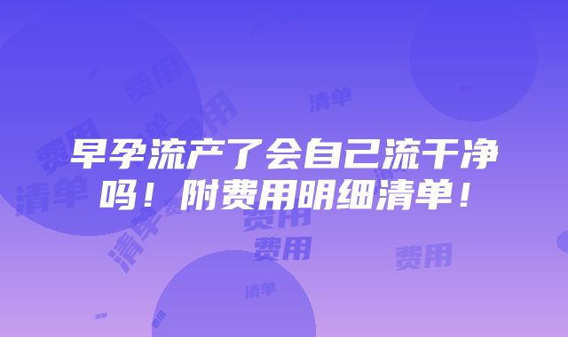 早孕流产了会自己流干净吗！附费用明细清单！