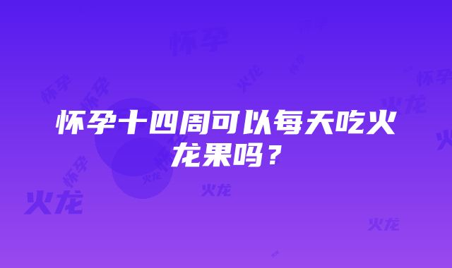 怀孕十四周可以每天吃火龙果吗？