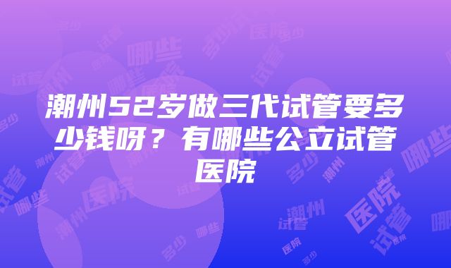 潮州52岁做三代试管要多少钱呀？有哪些公立试管医院