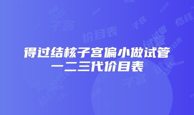 得过结核子宫偏小做试管一二三代价目表