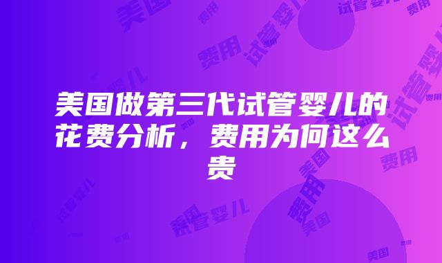 美国做第三代试管婴儿的花费分析，费用为何这么贵