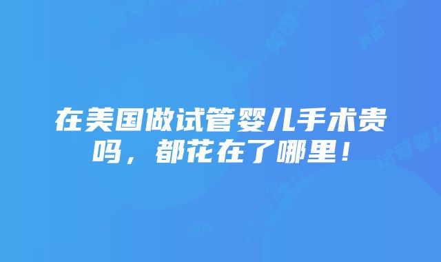 在美国做试管婴儿手术贵吗，都花在了哪里！