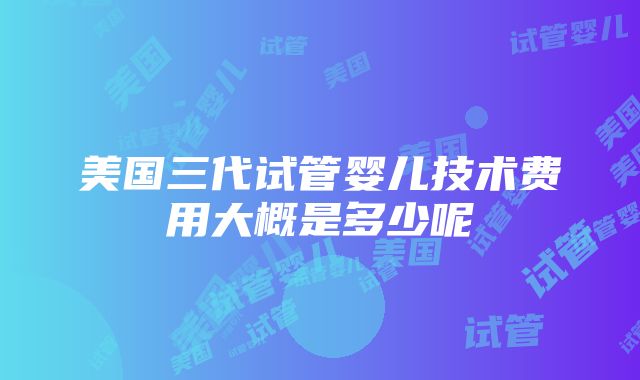 美国三代试管婴儿技术费用大概是多少呢