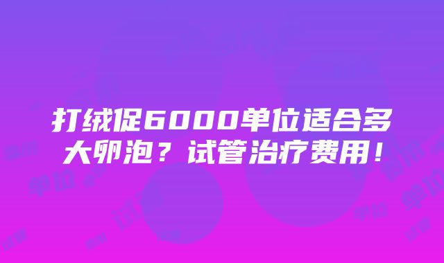 打绒促6000单位适合多大卵泡？试管治疗费用！