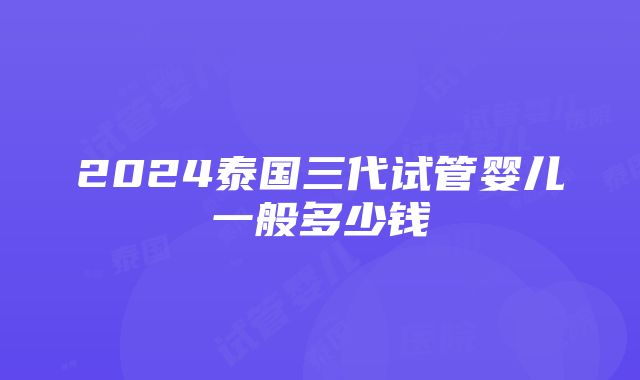 2024泰国三代试管婴儿一般多少钱