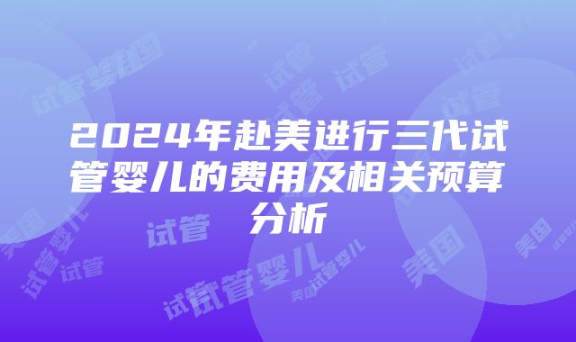 2024年赴美进行三代试管婴儿的费用及相关预算分析