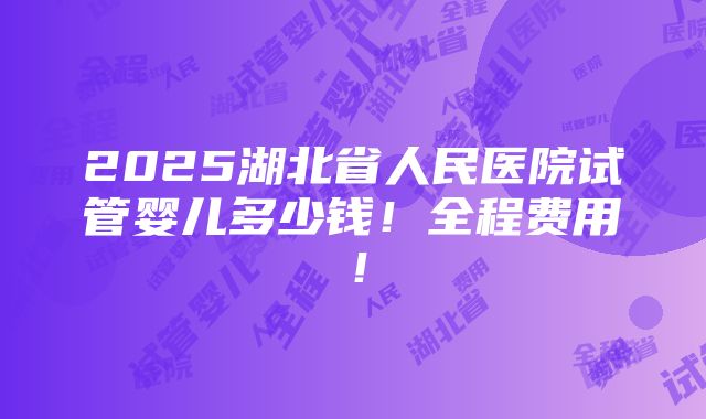 2025湖北省人民医院试管婴儿多少钱！全程费用！