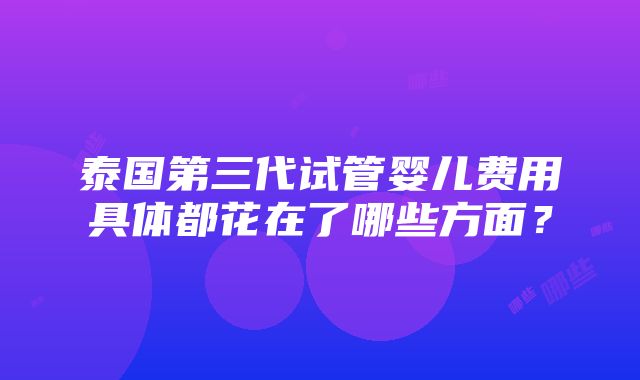 泰国第三代试管婴儿费用具体都花在了哪些方面？