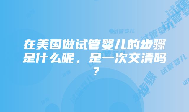 在美国做试管婴儿的步骤是什么呢，是一次交清吗？