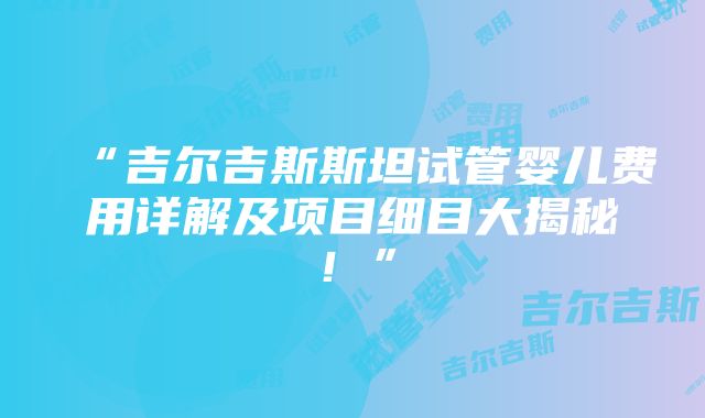 “吉尔吉斯斯坦试管婴儿费用详解及项目细目大揭秘！”