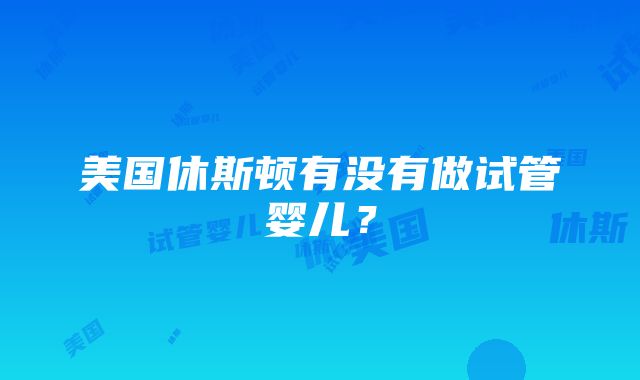 美国休斯顿有没有做试管婴儿？